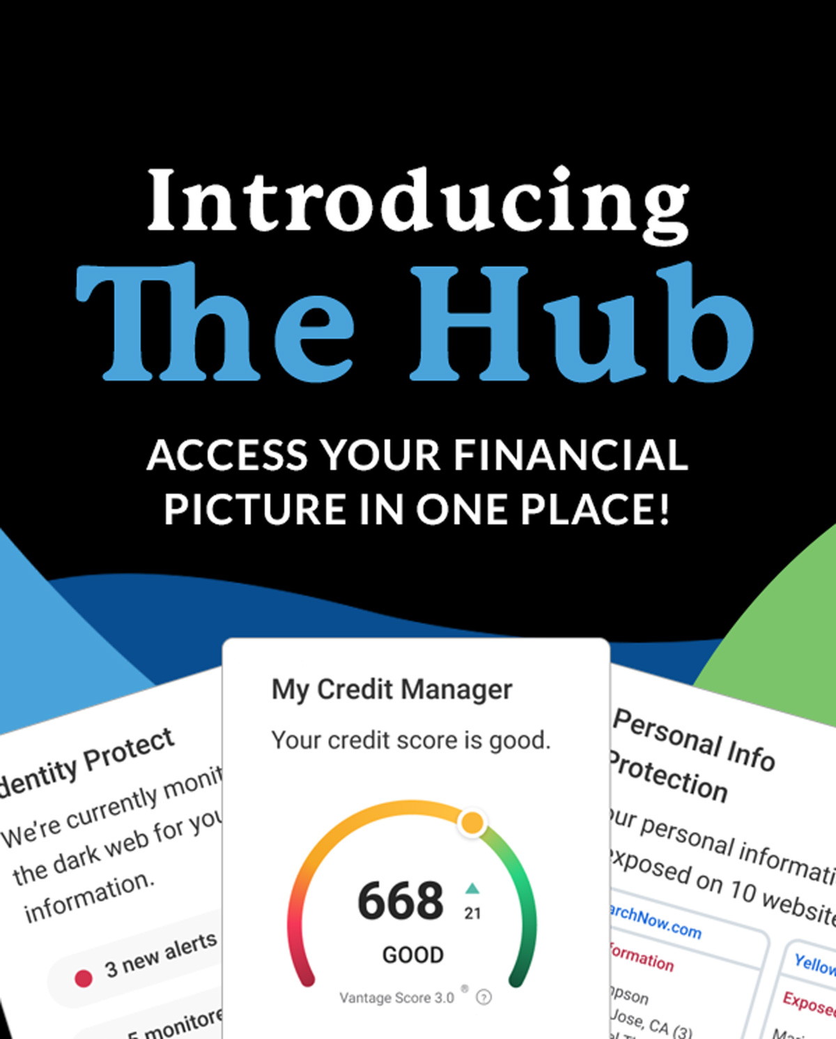 Introducing The Hub. Access your financial picture in one place. 