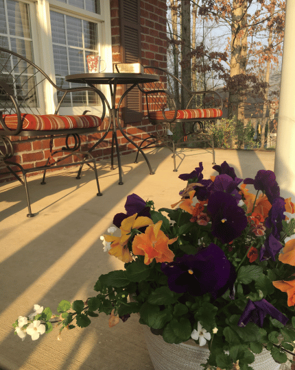 front porch with flowers
