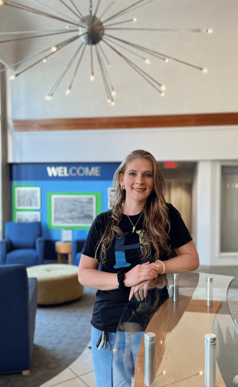 Banker in Stimson Avenue lobby